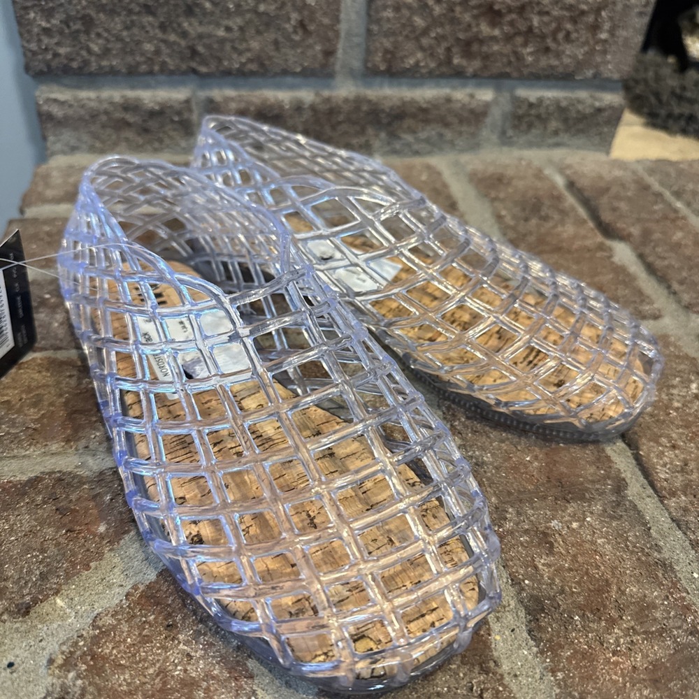 MIA Womens Darleene Jelly Mesh Slip On Flat Open Grid Rubber Shoes Clear Sz 6